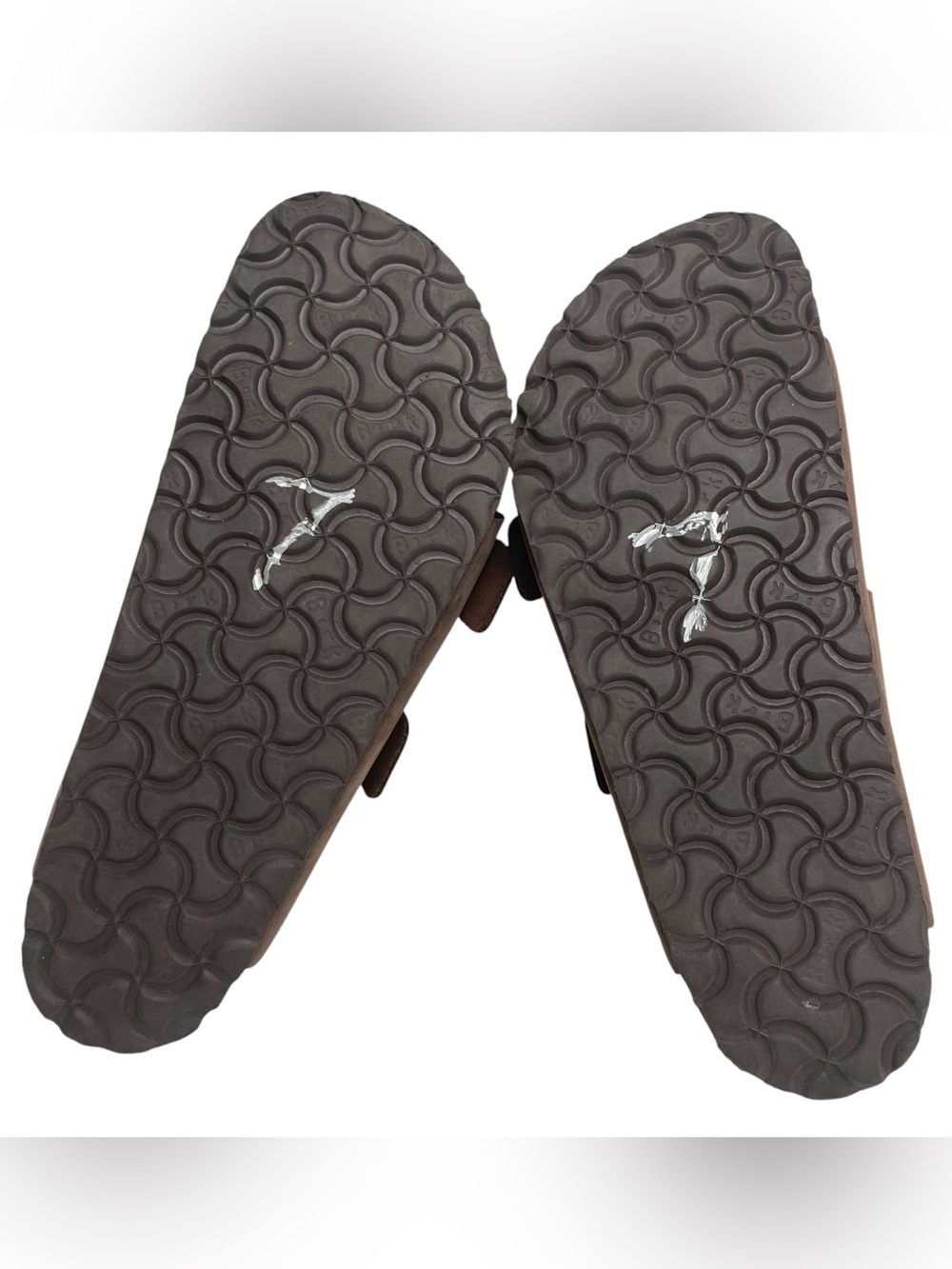 Birkenstock Sandals Double Strap Arizona Brown Leather Men 7-7.5 Women 9-9.5 - Picture 11 of 14